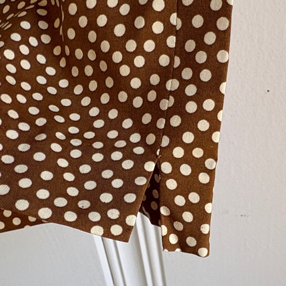 Vintage 100% Silk Adrienne Vittadini Brown Polka Dot Women's Trousers - Picture 4 of 9